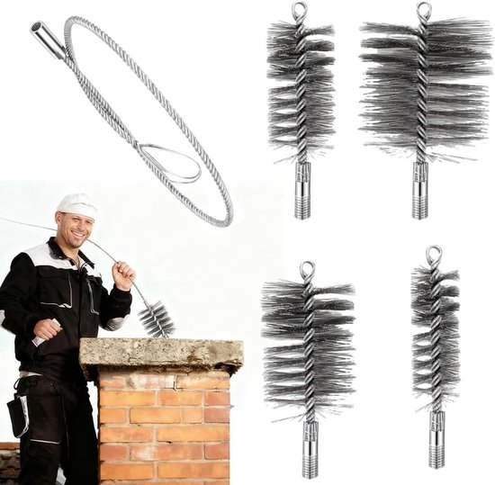 Schoorsteenborstels (30 mm, 50 mm, 80 mm, 150 mm) met 1 m zachte staaf, schoorsteenreiniger voor open haarden en buizen — afbeelding 5
