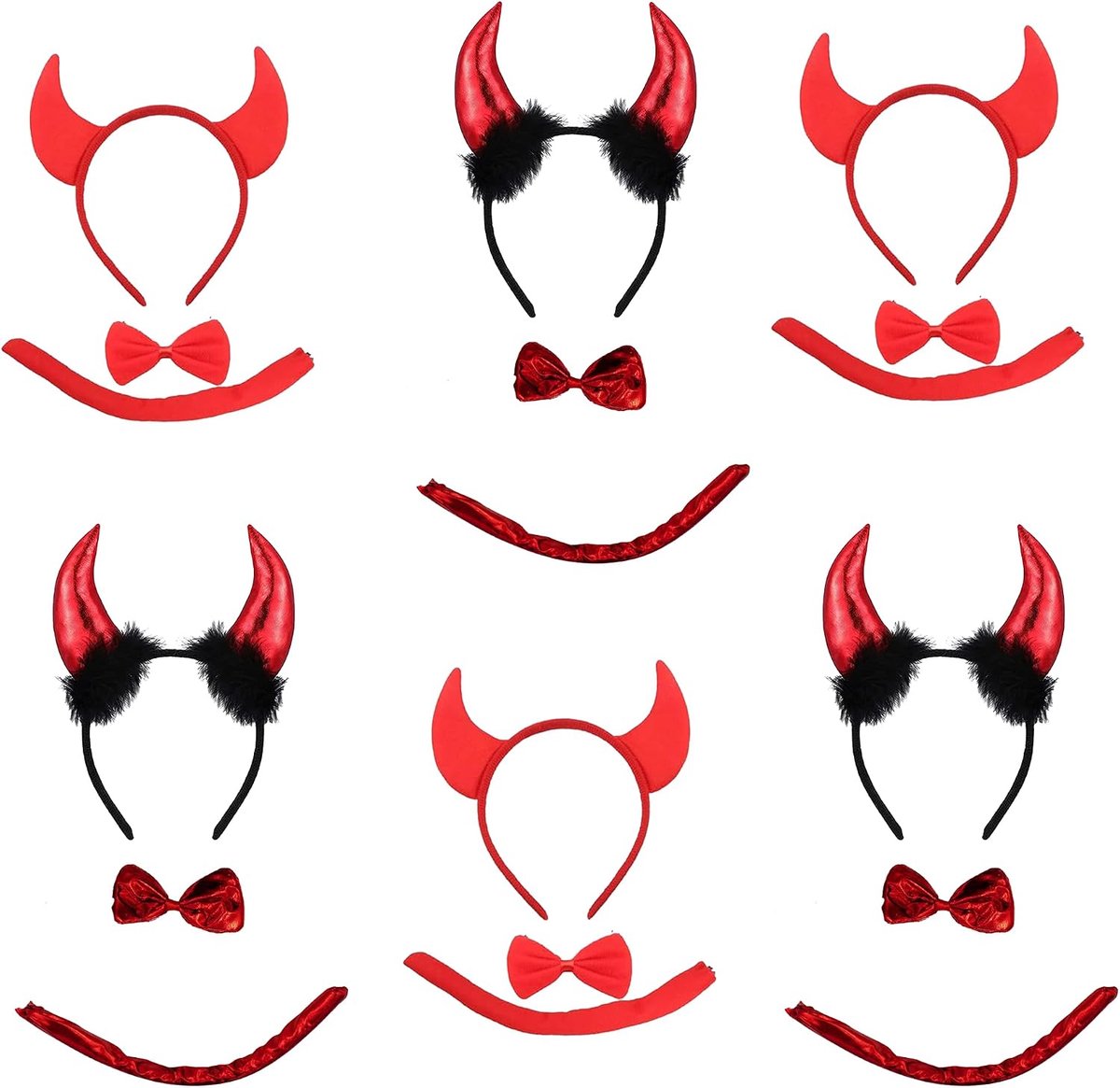 Kostuums voor meisjes, haarband, meisjes, dames, strik, staart, duivelskostuum, duivelskostuum, meisjes, Halloween-kostuum, meisjes, hoofdband, hoornduivel
