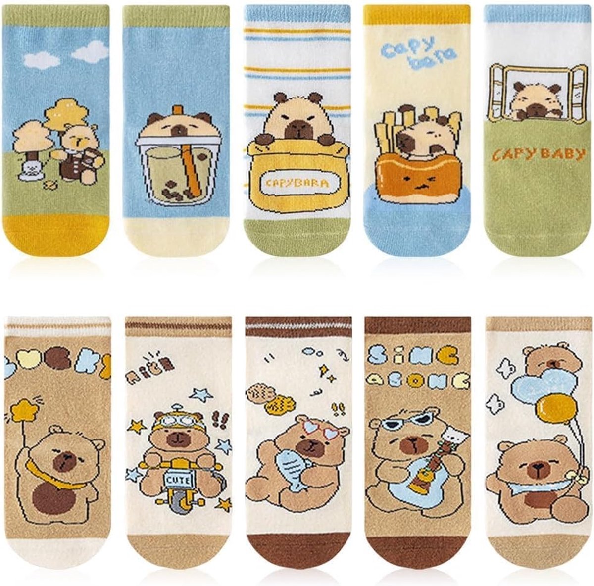 Socks Set 10 Paar Lustige Dierensokken Niedliche Wasserzwijn Motief Schattige Sokken Kerstgeschenken Voor 1-4 Jaar Jungen Und Mädche1