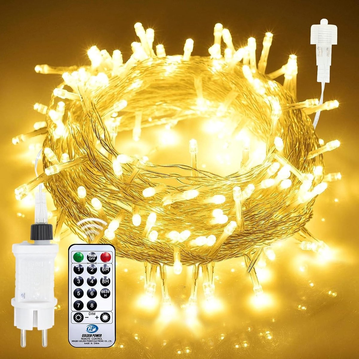 LED Sfeerverlichting 23 m met 200 Warm Witte LEDs, Afstandsbediening, Timer en 8 Modi voor Binnen en Buiten, Waterdicht en Laag Voltage voor Feesten en Kerstmis
