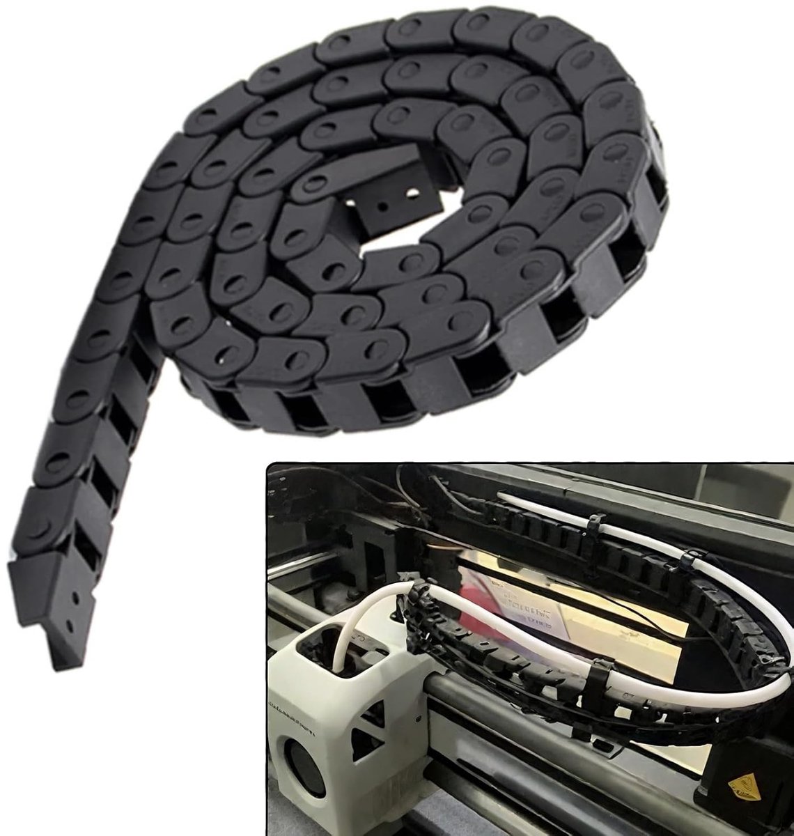 Hoge Kwaliteit Energieketting voor 3D Printers en CNC Routers - Kabelgeleider voor Betrouwbare Prestaties en Efficiëntie (Zwart)