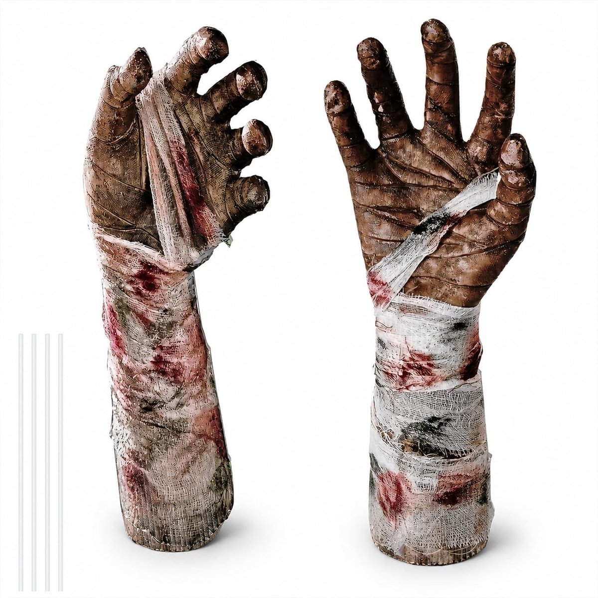 Zombie-armen als gazonpalen voor de beste begraafplaats decoratie voor Halloween