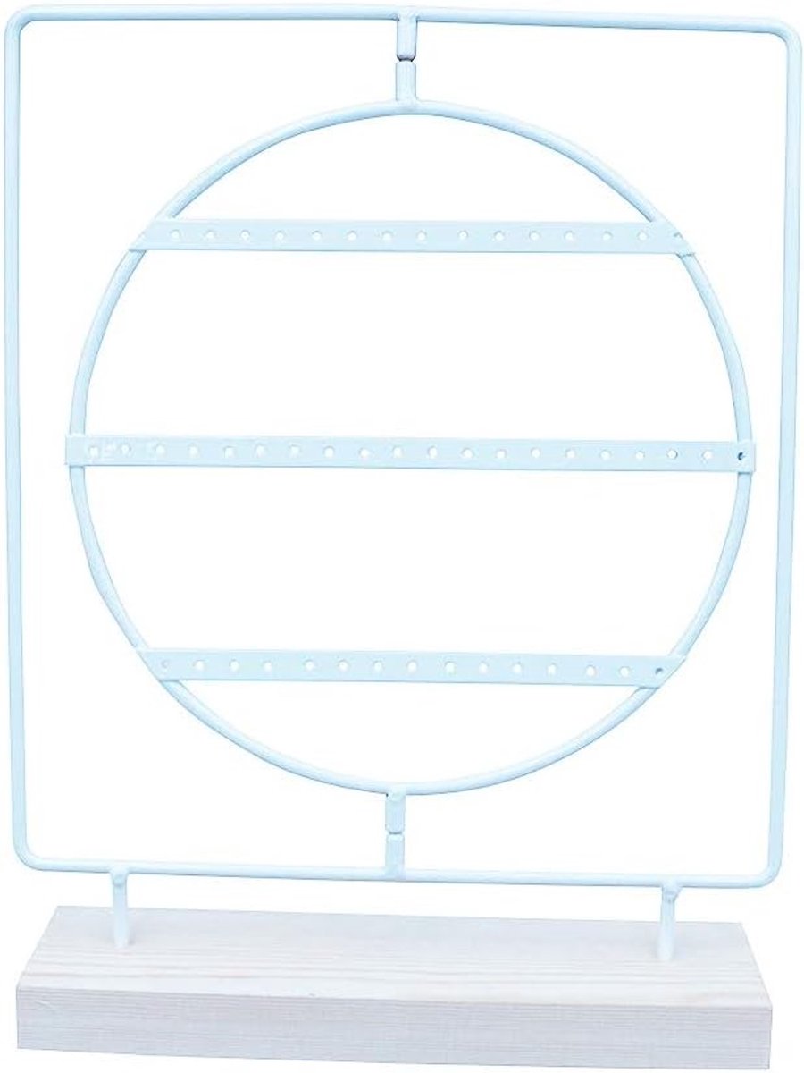 Houten displaystand voor kleine huishoudelijke artikelen en trouwaccessoires met 60 gaten en draaibare cirkel (wit)