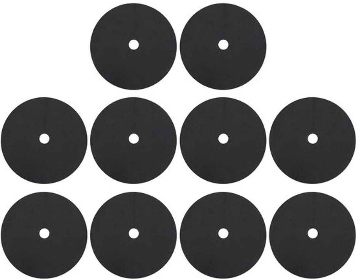 10 stuks waterdoorlatend onkruiddoek - afmetingen: buitendiameter 52 cm, binnendiameter 6 cm - afbreekbaar bodemweefsel voor onkruidbescherming in de fruittuin (zwart)