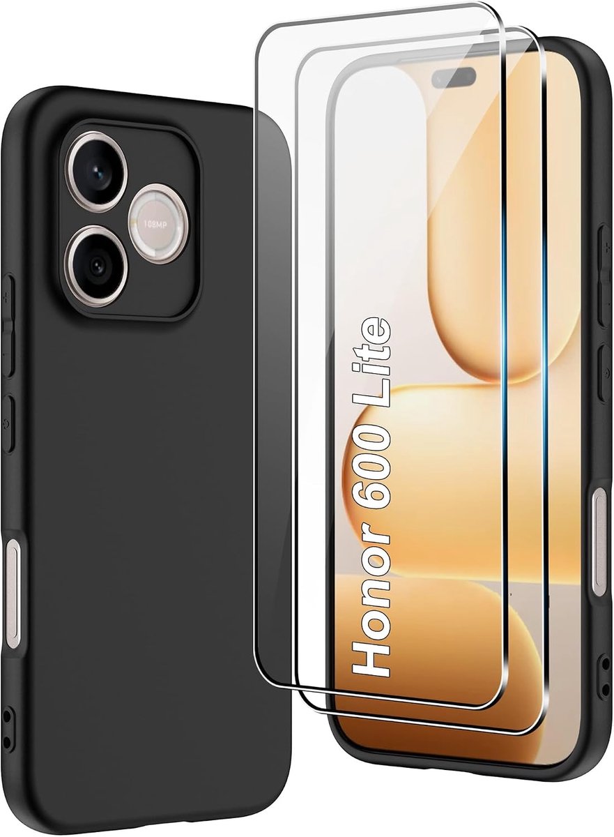Beschermhoes Honor 600 Lite - ultradun siliconen - schokbestendig met 2 folies - ShopVlot