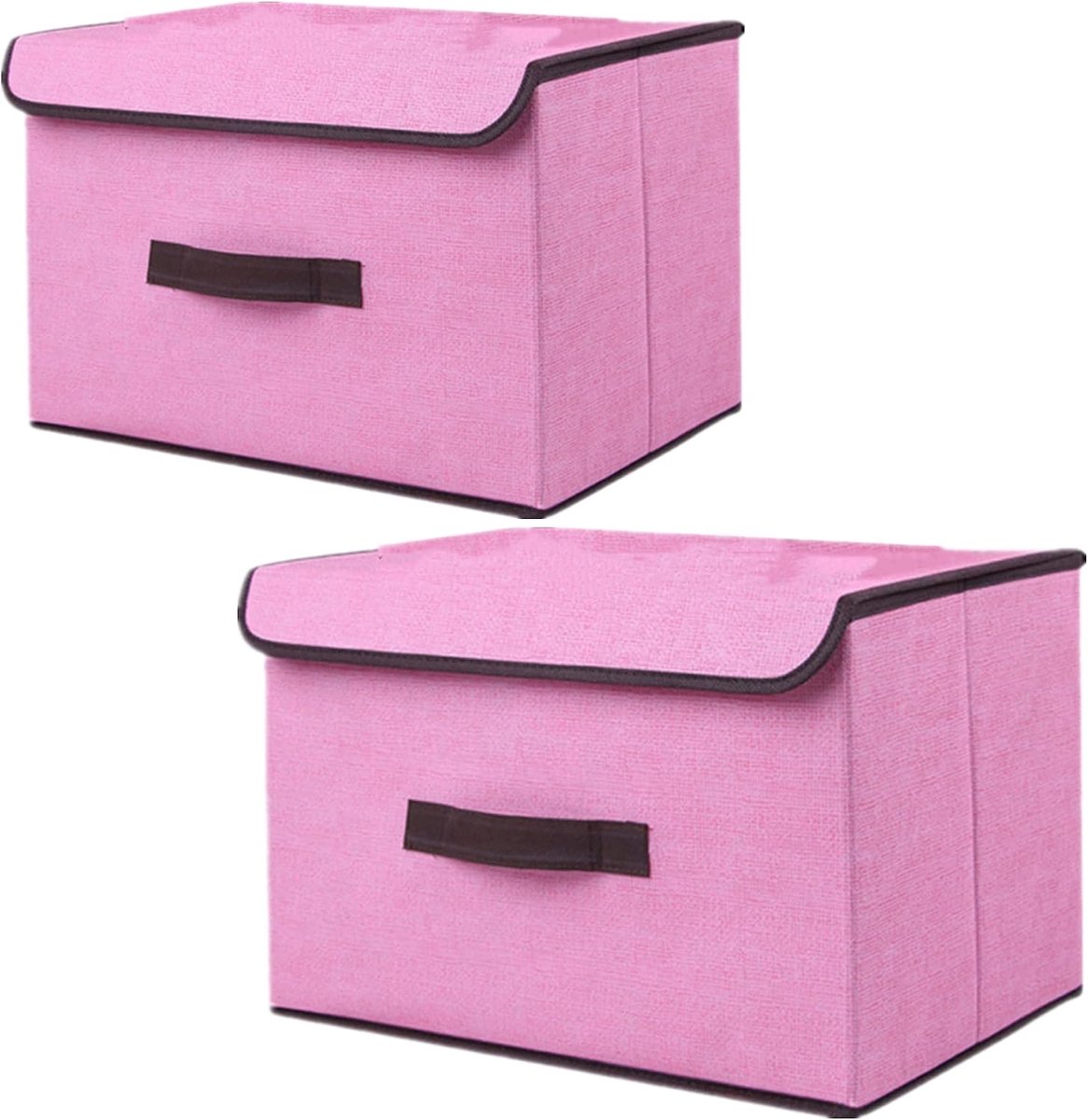 Arrumação Opbergdoos met deksel, opvouwbare opbergdoos met deksel voor het opbergen van kleding, 36 x 23 x 24 cm, set van 2, roze