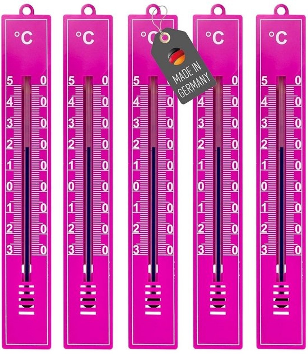 Set van 5 Analoge Buiten- en Binnenthermometers - Weerbestendig -30 tot 50 °C