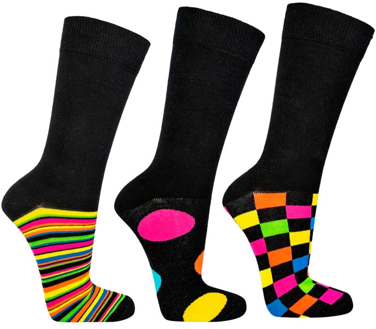 3 Paar - Vrolijke Sokken - Met Giftbox - Socks4fun - Zwart