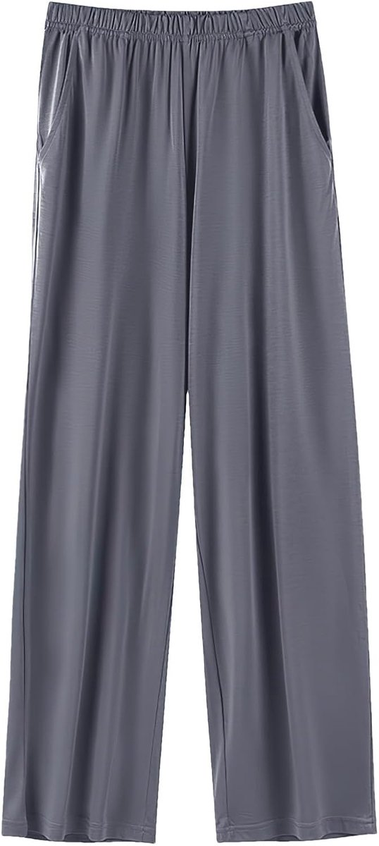 pyjamabroek voor dames, pyjamabroek met brede pijpen, zachte lichte slaapbroek, vrijetijdsbroek met zakken (S-5XL)