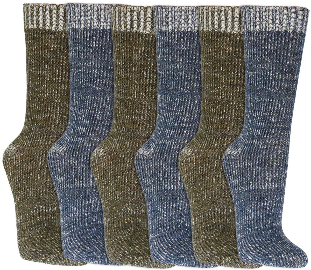 Sokken Met Alpacawol | Extra Zacht | Mouline Garen | Merk: Socks4fun | Maat: 35 T/M 46 | Kleur: Groen Blauw | 6 Paar