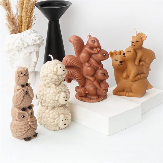 3D-eekhoorntjes, kaarsvorm, dierenbakvorm, siliconen vormen voor fondant, taartdecoratie, chocolade, zeep, gips, sojawas, kaarsen, epoxyhars handwerk (H) — afbeelding 3