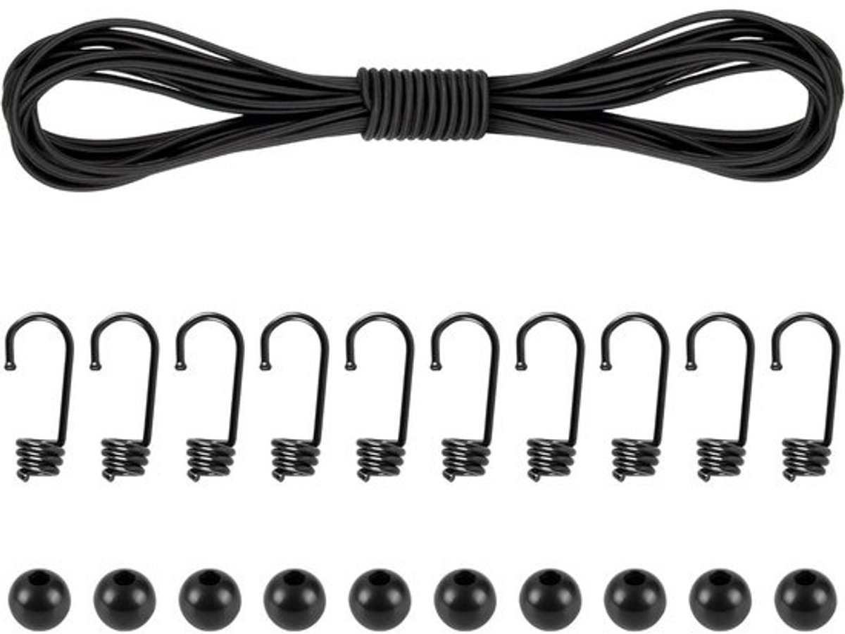 Zwaar Elastisch Rubberen Touw Zwart 4mm Doorsnede voor Bevestigen en Spannen