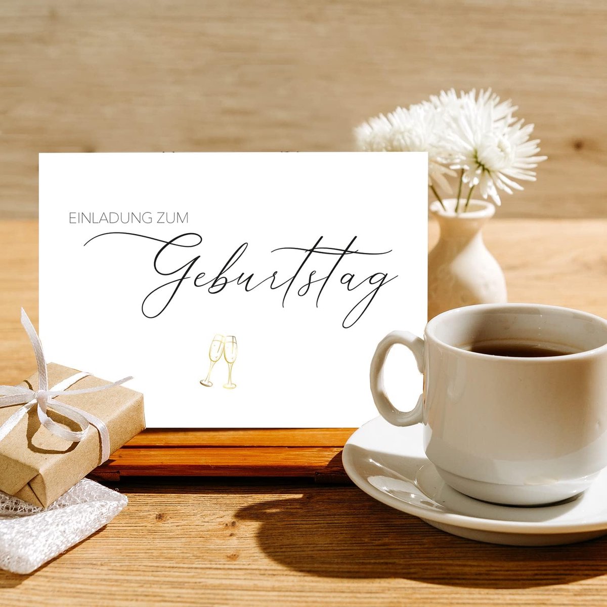10 premium kaarten verjaardagsuitnodiging + 10 natuurlijke enveloppen (vouwkaart) - uitnodigingskaart voor verjaardag verjaardag uitnodiging - 10,5 x 14,8 cm hoogwaardig papier