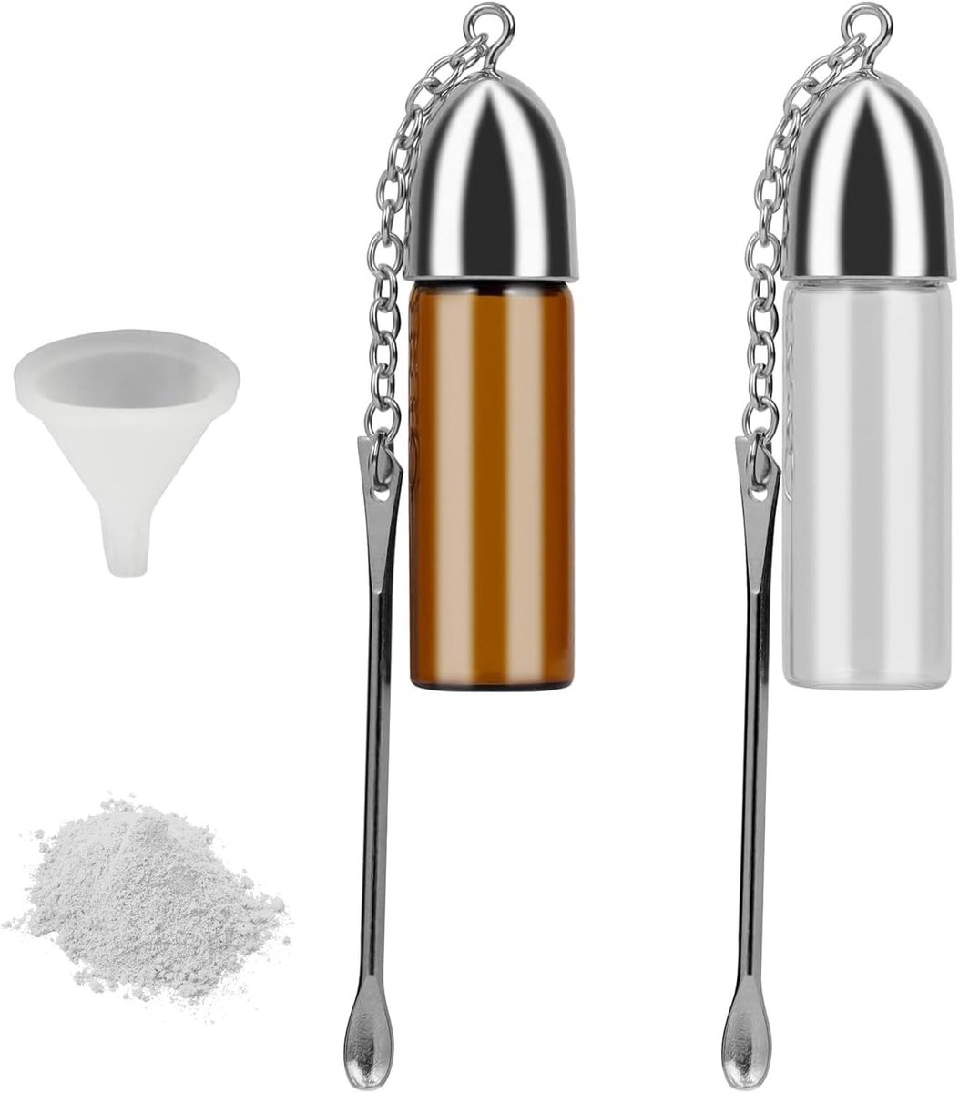 Kruidenpotjes glas - Bruin en transparant - 57 mm - Glazen Mini Kruidenfles met Lepel en Trechter - Voor Reizen en Outdoor