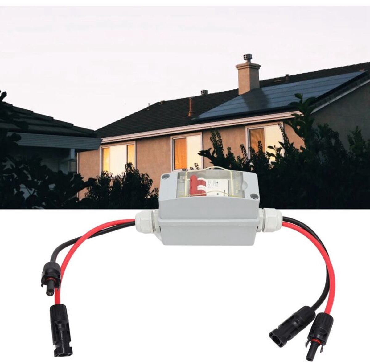 MCB 2P DC 500V 32A stroomonderbreker geschikt voor IP65 waterdichte verdeeldoos, kabel en zonnecelconnector.
