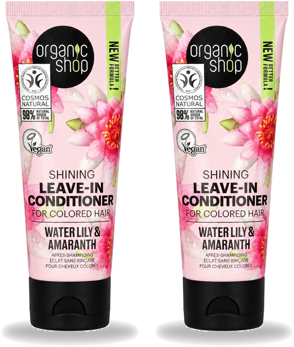 2 x Organic Shop - Shining Leave-In Conditioner Water Lily & Amaranth - 75 ml - Voordeelverpakking - 2 stuks