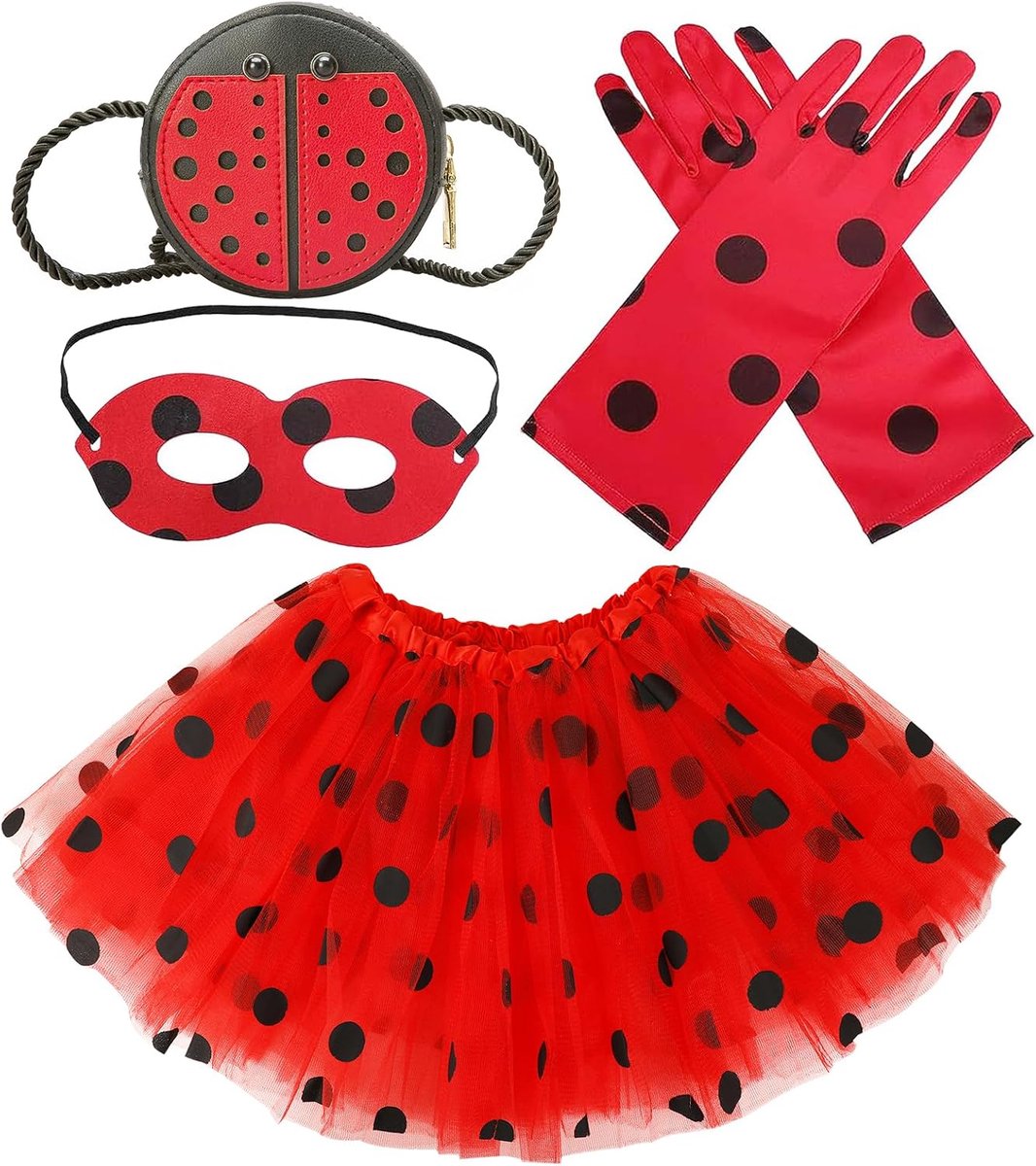 Kostuum accessoireset - Lady Bug speelgoed lieveheersbeestje handschoenen kinderen prinses kostuum tule rok Halloween lieveheersbeestje verjaardagsfeest accessoires cadeau voor