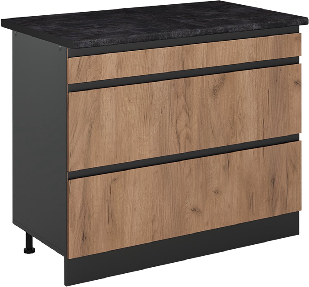 Vicco Keukenonderkast R-Line, Goudkleurig Eiken/Antraciet, 100 cm antraciet werkblad