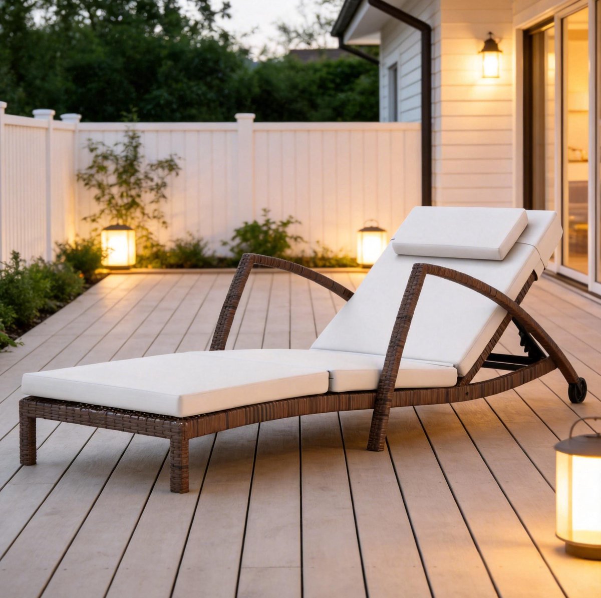 MODENUIT Ligbed 185 x 72 cm - Rugleuning Met 5 Standen En Wielen - Tuin - Polyester en Staal - Beige Bruin