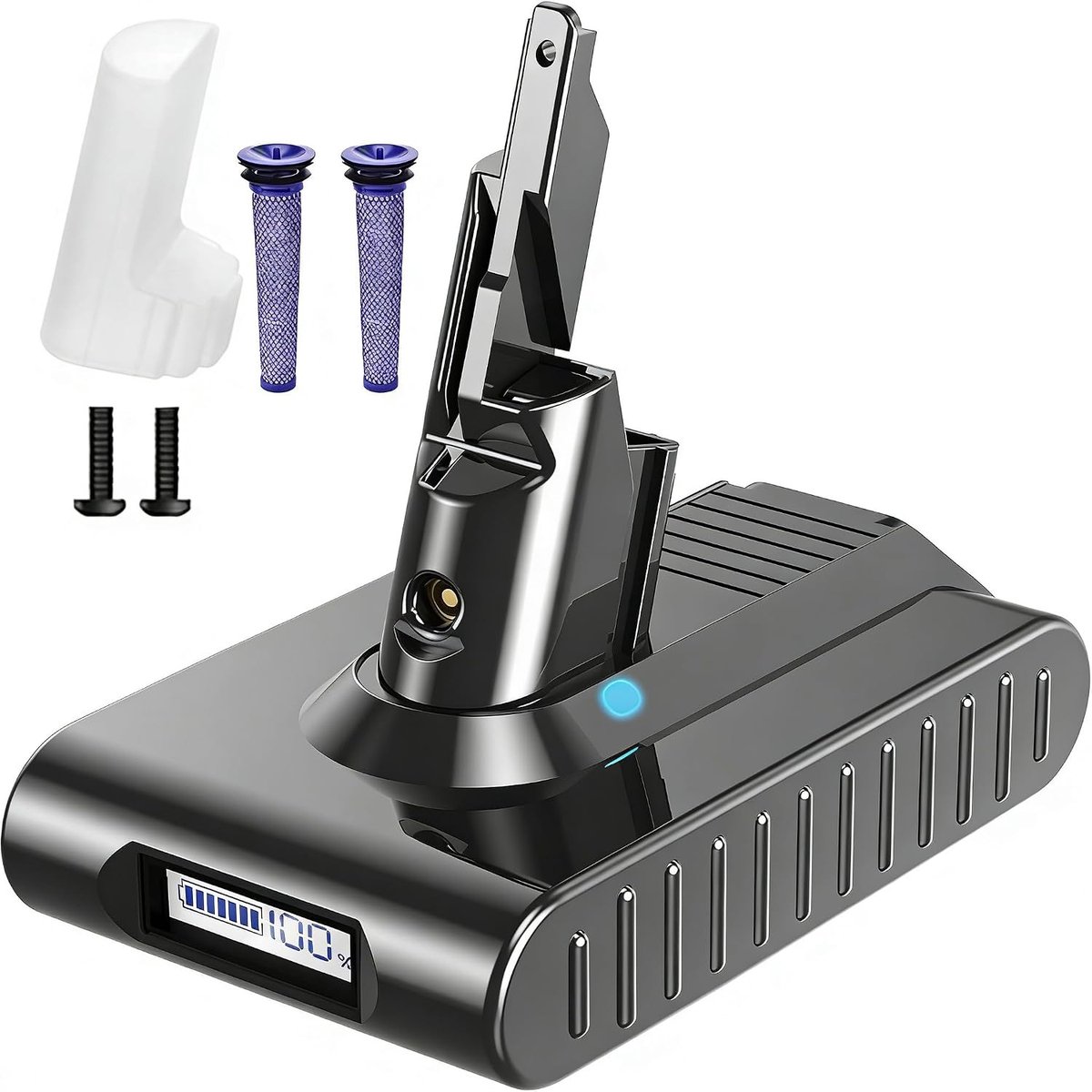 8000mAh V7 accu reserveaccu voor Dyson V7 SV11 compatibel met Dyson SV11 Animal Tigger Motorhead Absolute Pro Fluffy Matras stofzuiger, batterij met LCD-batterij-indicator (2 filters)