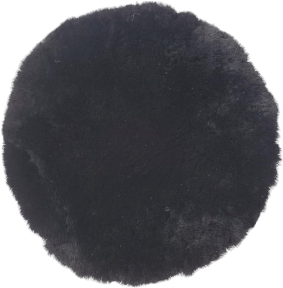 Zitkussen rond, lamsvacht zitkussen, warm zitkussen, vachtkussen, echt lamsvacht, rond kussen, vacht voor stoelen, zitkussen, stoel, 38 cm (zwart)