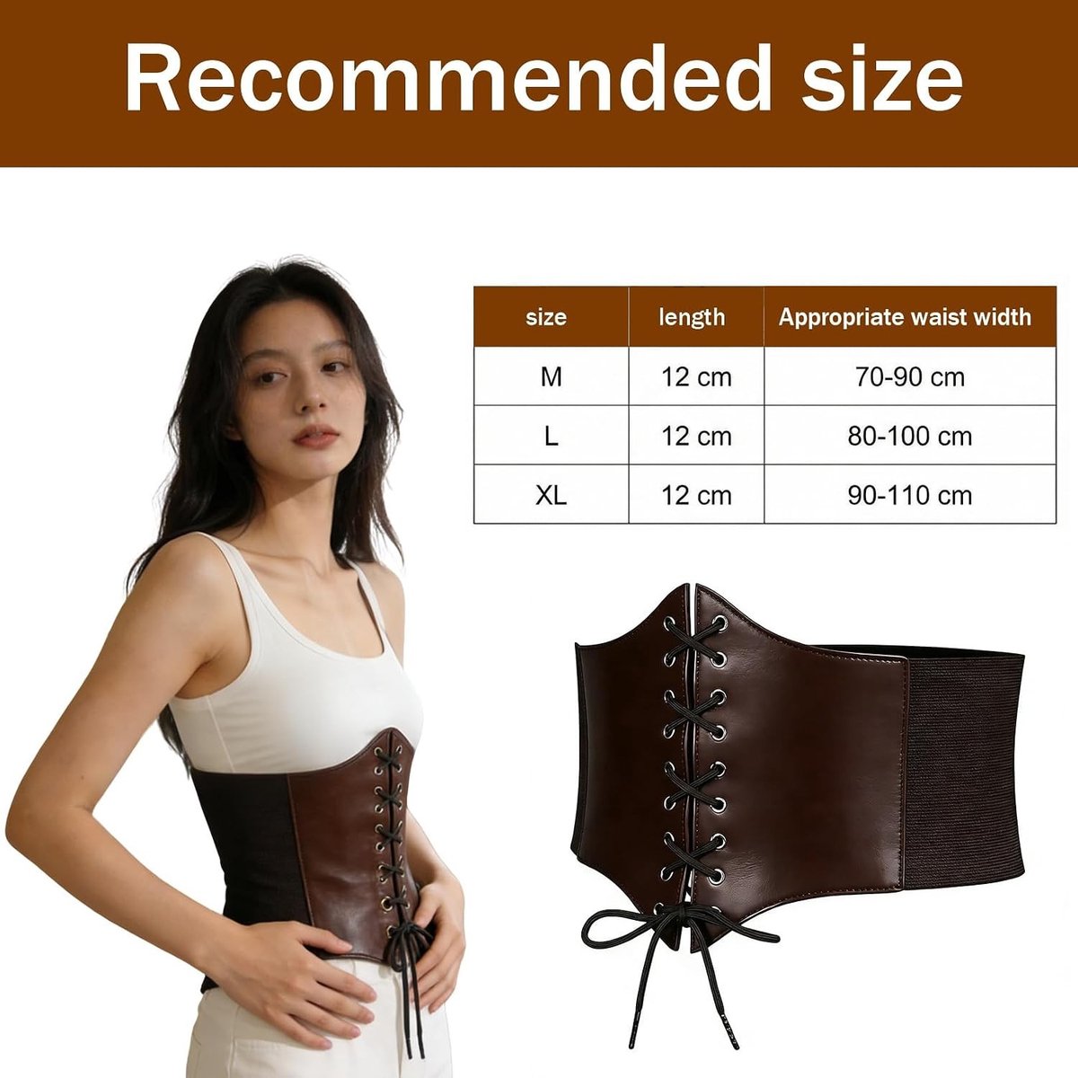 Piraten Corset voor Dames - Onderbust Corset met Leren Tailleband voor Middeleeuwse Kostuums, Gothic en Halloween Accessoires