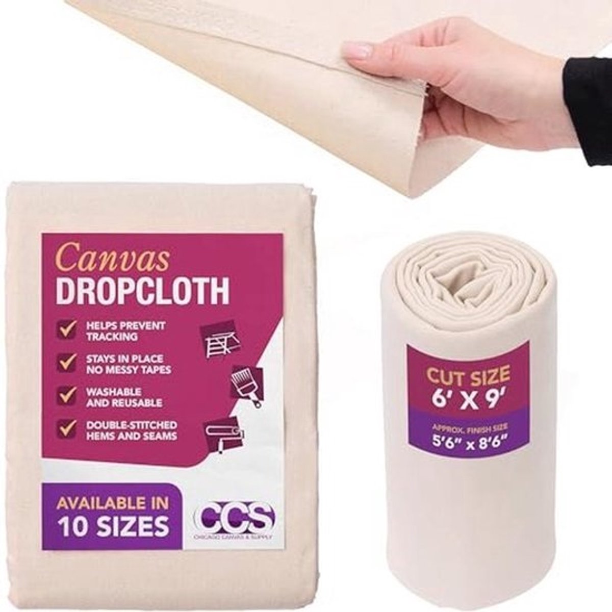 Katoenen druppeldoek 6ft x 9ft voor schilderen en klussen