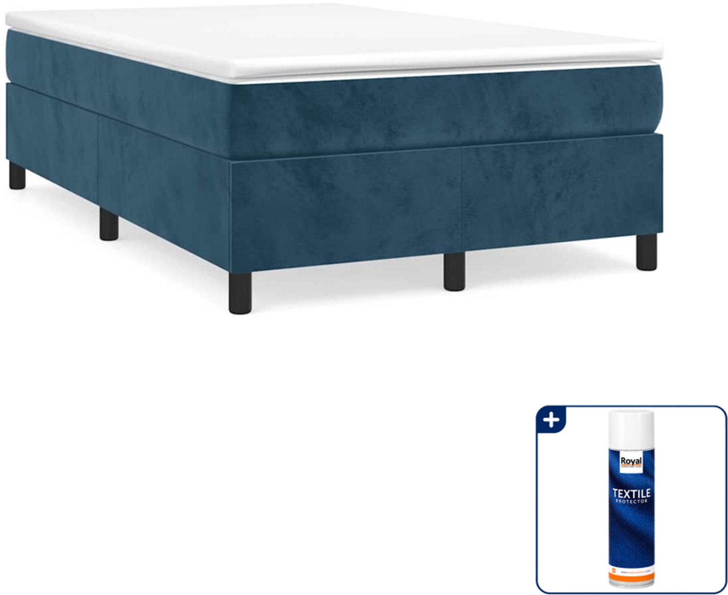 vidaXL boxspring bed - 120 x 200 cm - fluweel - donkerblauw - Inclusief textielbeschermer 500 ml Groen