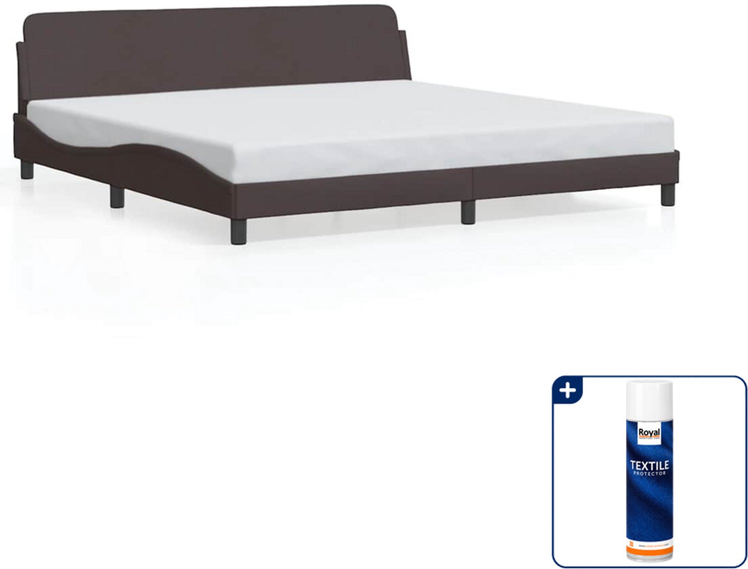 vidaXL bedframe Dover - 200 x 200 cm - stof - donkerbruin - Inclusief textielbeschermer 500 ml