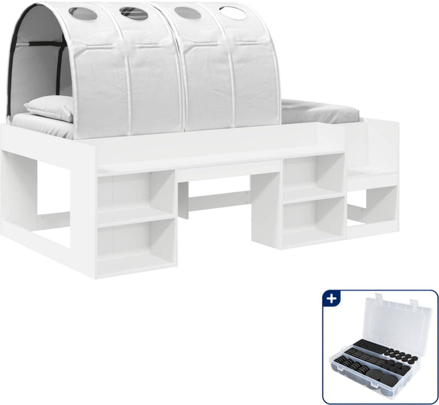 vidaXL hoogslaper - 100 x 200 cm - wit - Inclusief antikrasvilt 177-delig