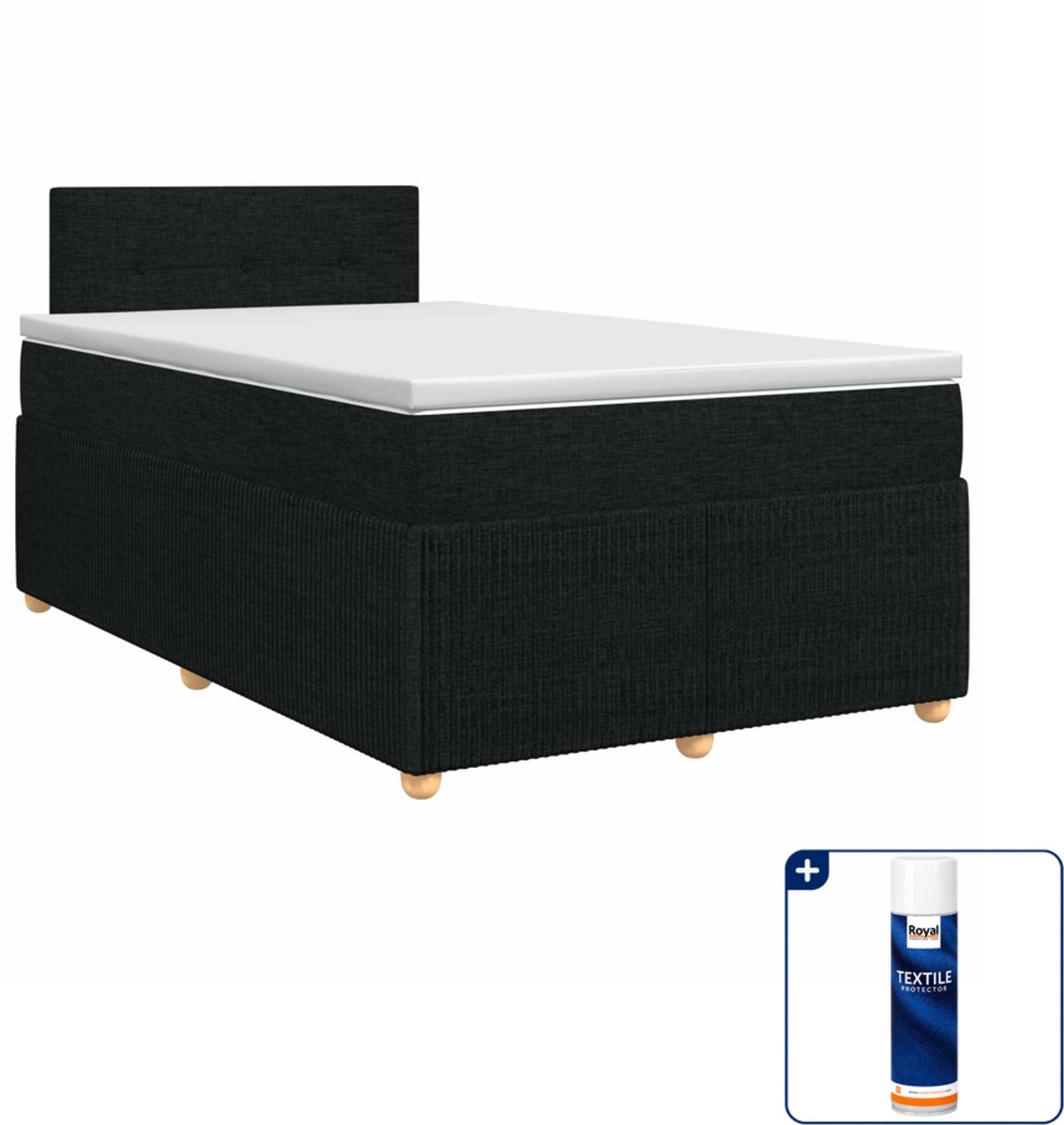 vidaXL boxspringbed - 120 x 200 cm - zwart - Inclusief textielbeschermer 500 ml