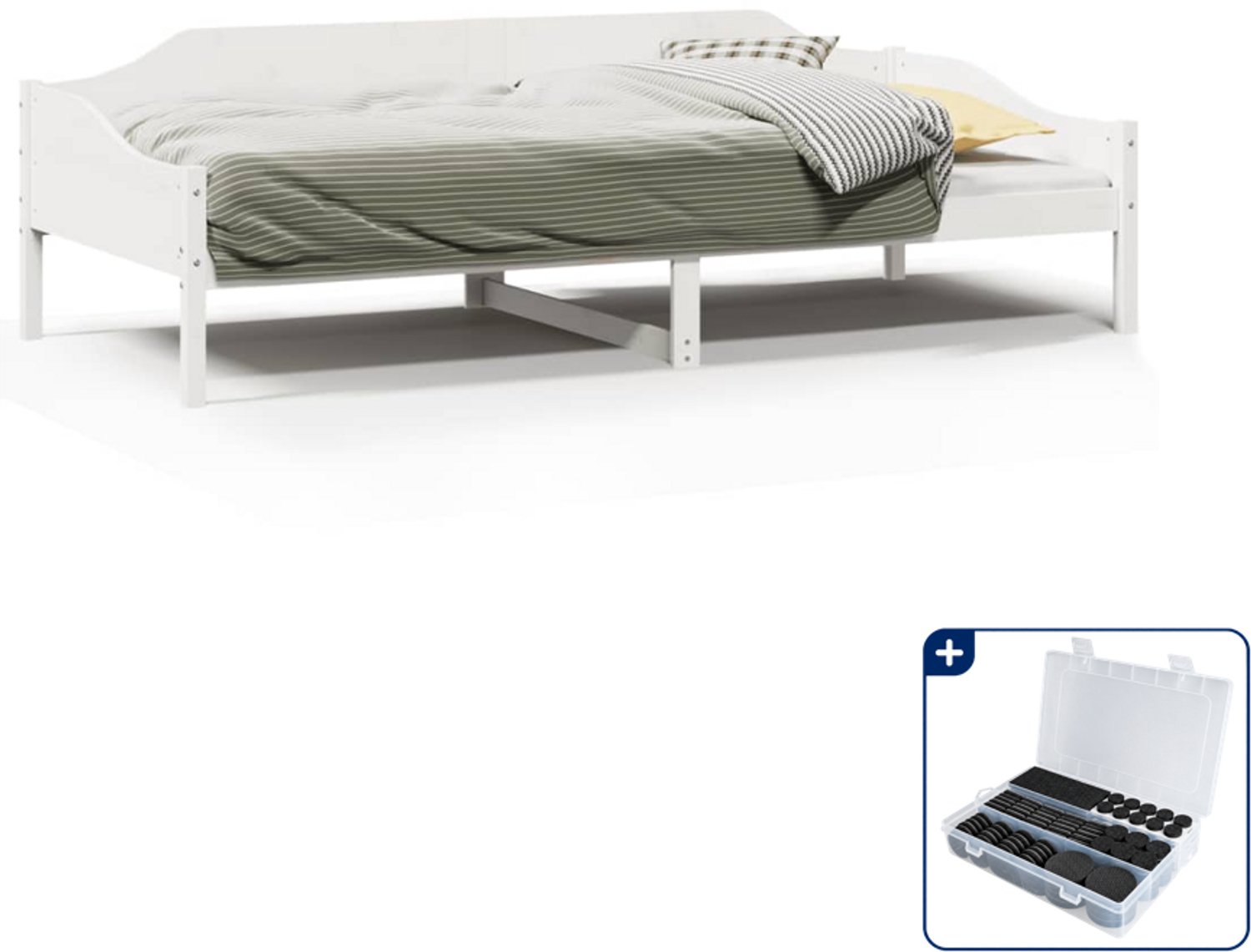 vidaXL bedframe - 80 x 200 cm - massief grenenhout - wit - Inclusief antikrasvilt 177-delig