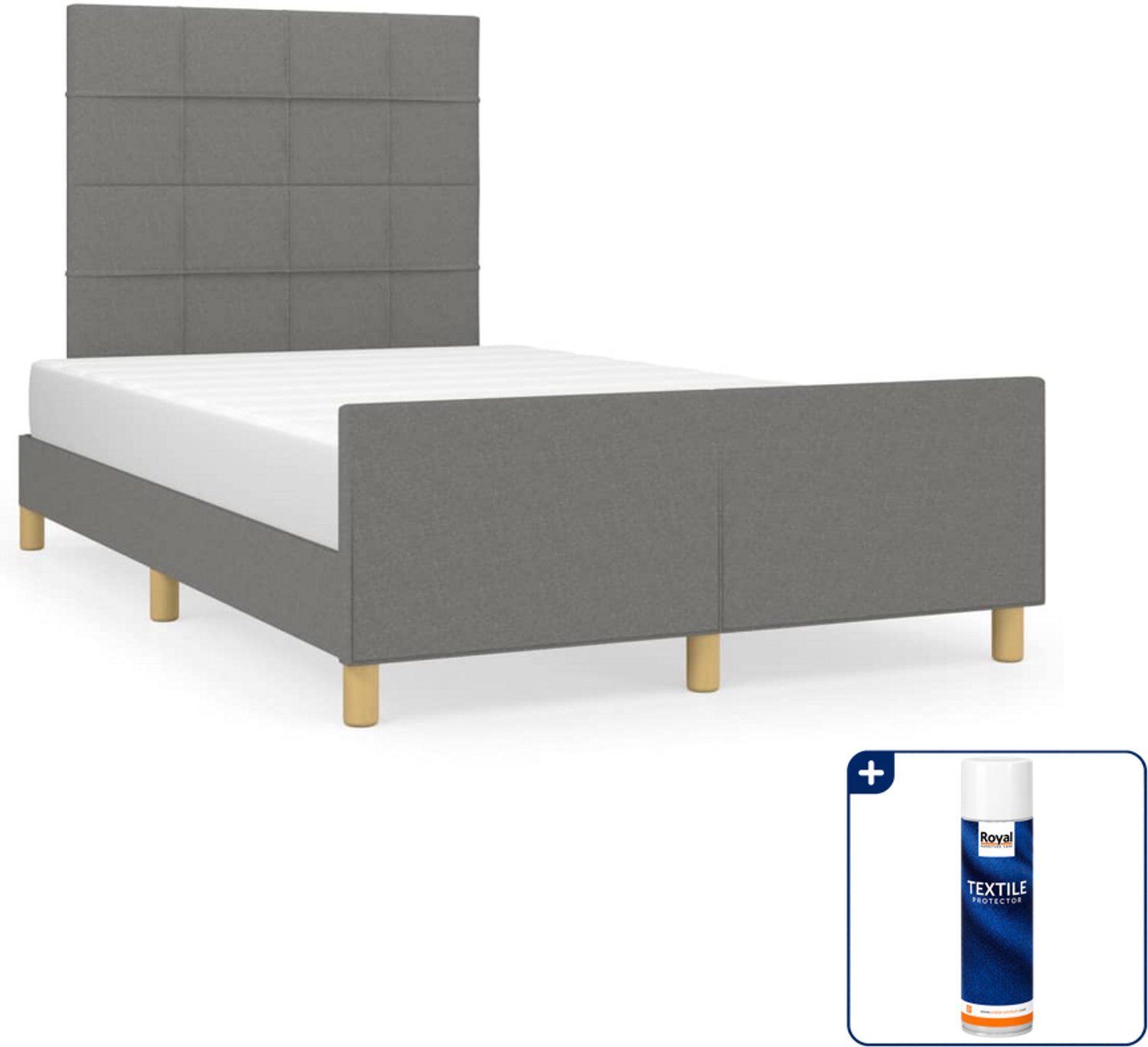 vidaXL bedframe - 120 x 190 cm - stof - donkergrijs - Inclusief textielbeschermer 500 ml