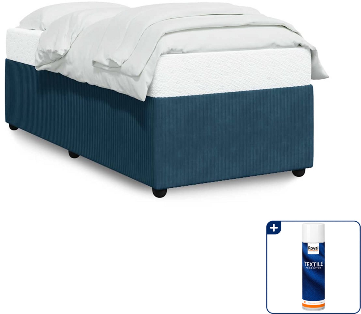 vidaXL bedframe 90 x 200 cm - fluweel - blauw - Inclusief textielbeschermer 500 ml