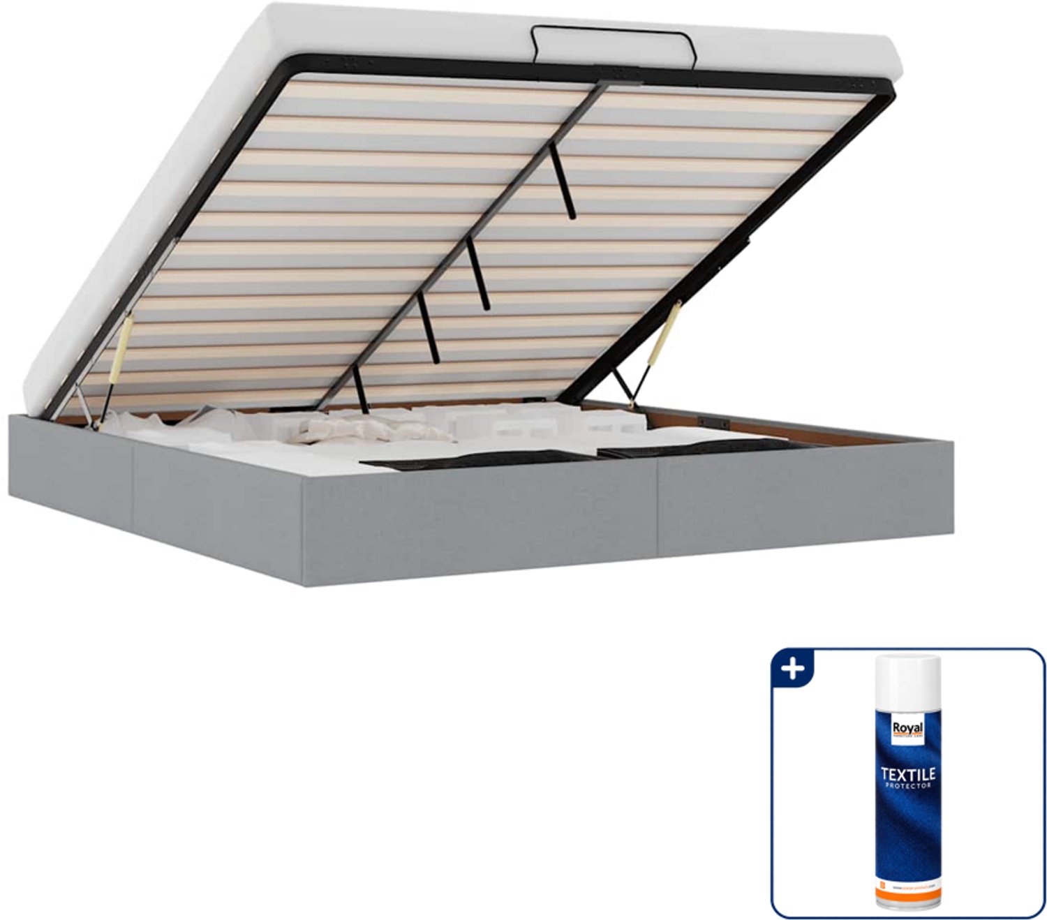 vidaXL bedframe - 200 x 200 cm - lichtgrijs - Inclusief textielbeschermer 500 ml Zwart
