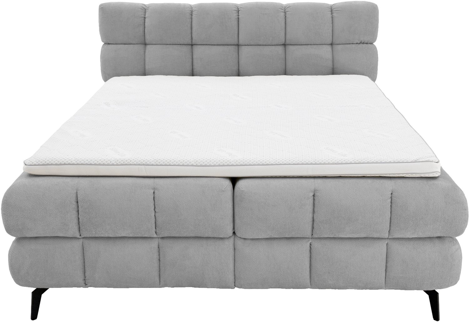 Homesy MERANO boxspring 180 x 200 cm, Grijs, met topper en opbergruimte