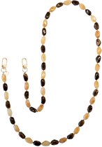xoxo Wildhearts telefoonkoord - Amber Dust - Lang koord - Geschikt voor iPhone - Geschikt voor Samsung - Universeel - Phone cord - Telefoonketting - Koord voor telefoon - Telefoon hanger stenen ketting - Beige / Bruin