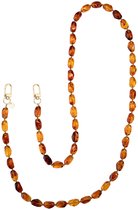 xoxo Wildhearts telefoonkoord - Honey Flame - Lang koord - Geschikt voor iPhone - Geschikt voor Samsung - Universeel - Phone cord - Telefoonketting - Koord voor telefoon - Telefoon hanger stenen ketting - Bruin / Oranje