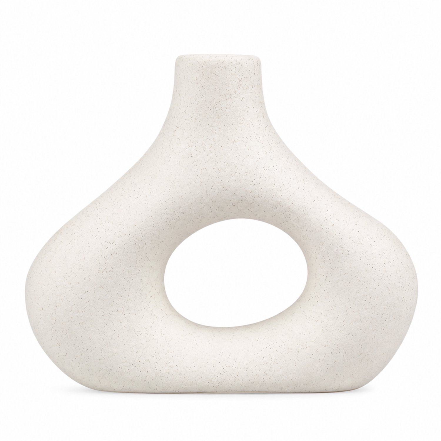 SWGOTA Witte keramische vaas met ovale uitsparing - 16 x 4,5 x 14 cm - Modern decoratief model voor droogbloemen - Kartonnen verpakking