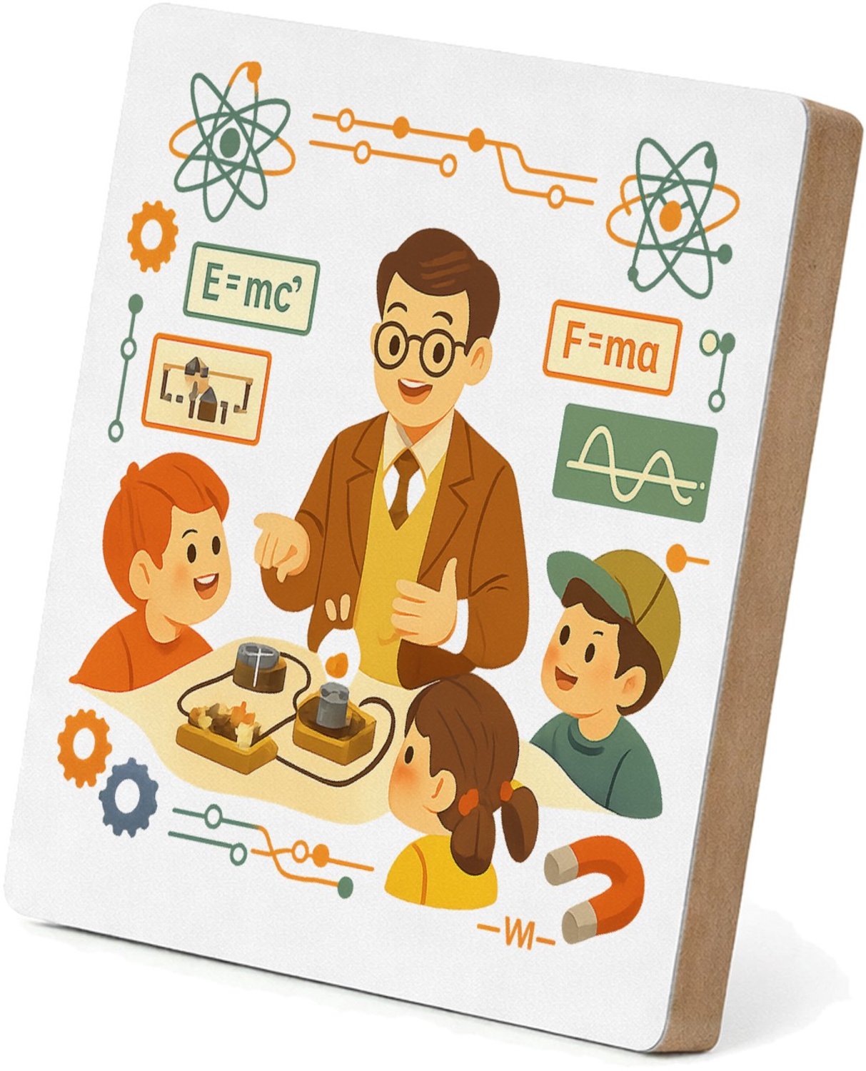 Mr Cadeautjes MDF staande fotolijst 15,2 x 15,2 - design Een vrolijke docentengebruikte schoolposter met een andere v | cadeau Wit