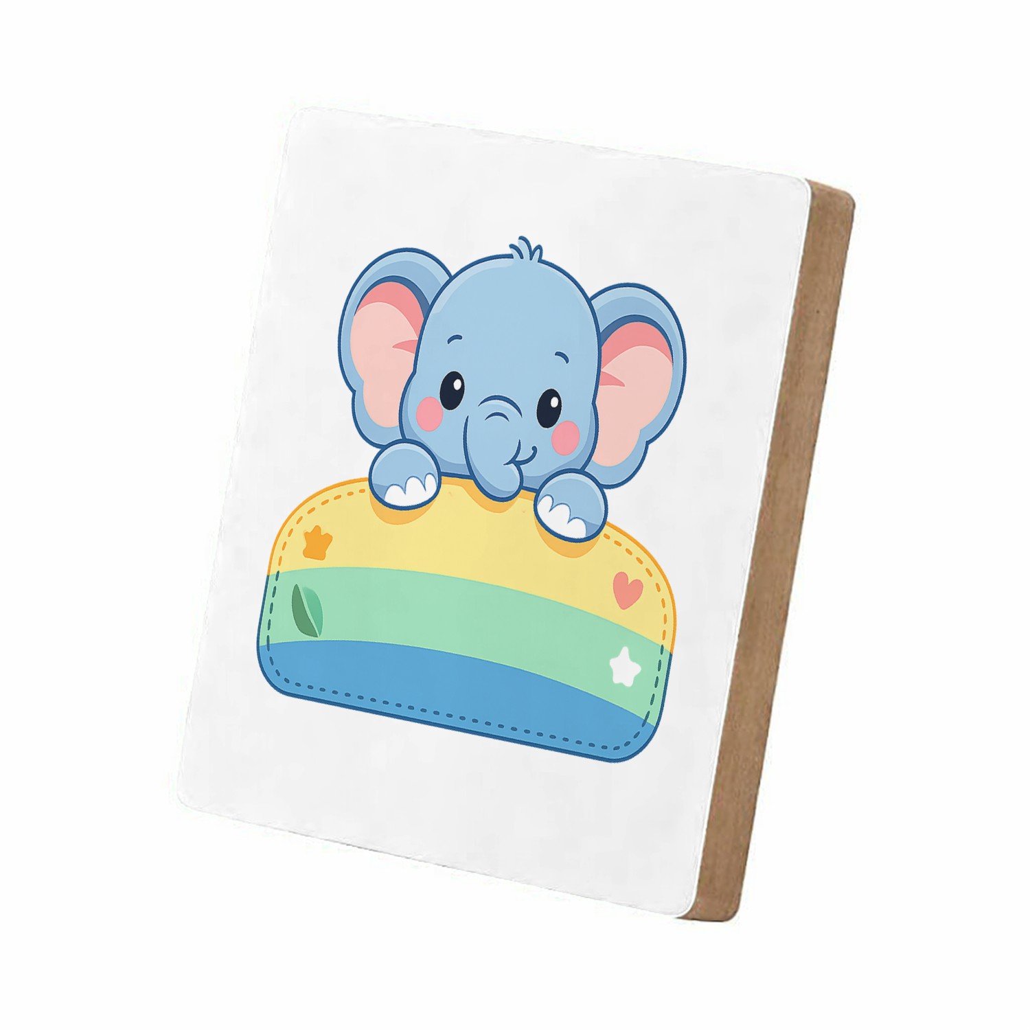 Mr Cadeautjes MDF staande fotolijst 15,2 x 15,2 - design Een vrolijke dier-mascotte die half uit een naamplaatje stee | cadeau Wit