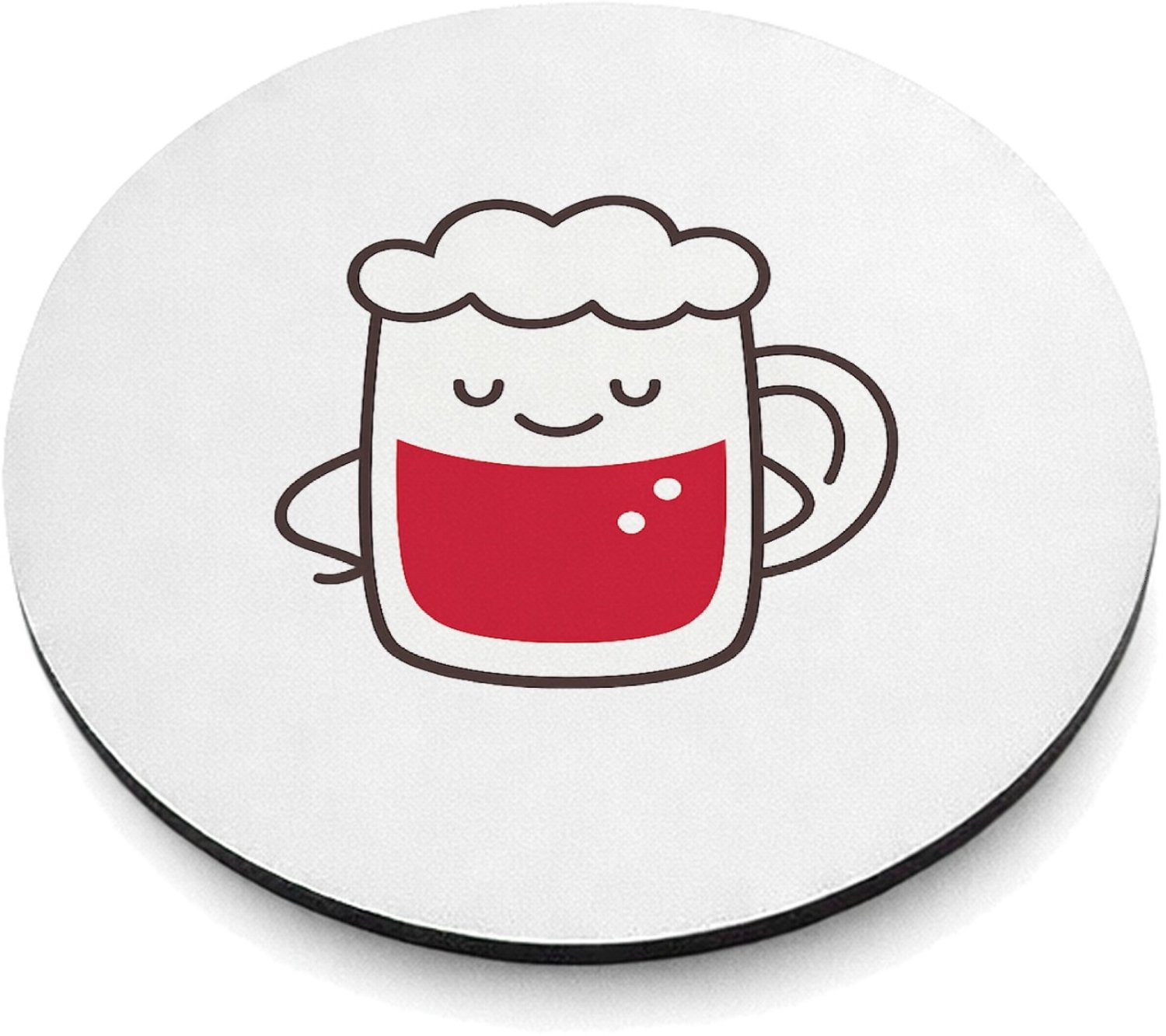 Mr Cadeautjes MDF magnetische fotolijst rond Ø 9,5 - design Een vrolijk biertje in een strak lijnontwerp met een ontspan | cadeau Wit
