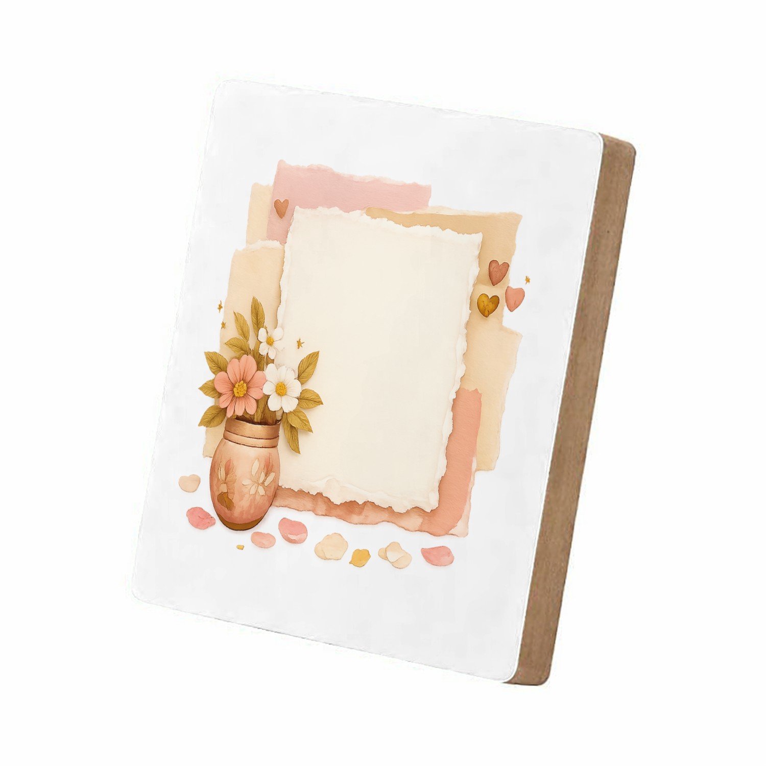 Mr Cadeautjes MDF staande fotolijst 15,2 x 15,2 - design Een zachte, luxe collage met een positieve affirmatie in het | cadeau Wit