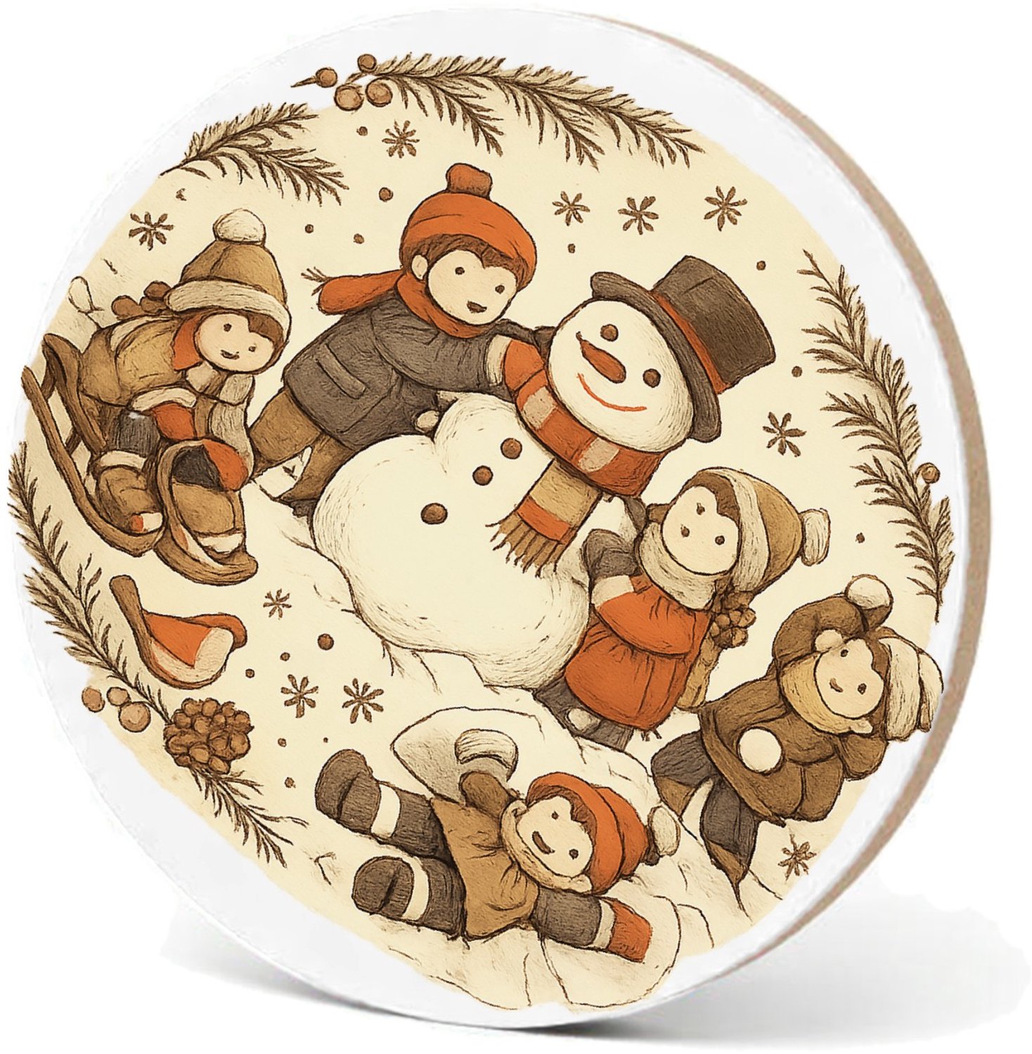 Mr Cadeautjes MDF fotolijst - design Een vrolijke all-over herfstwandeling met een dierlijke para | cadeau Wit