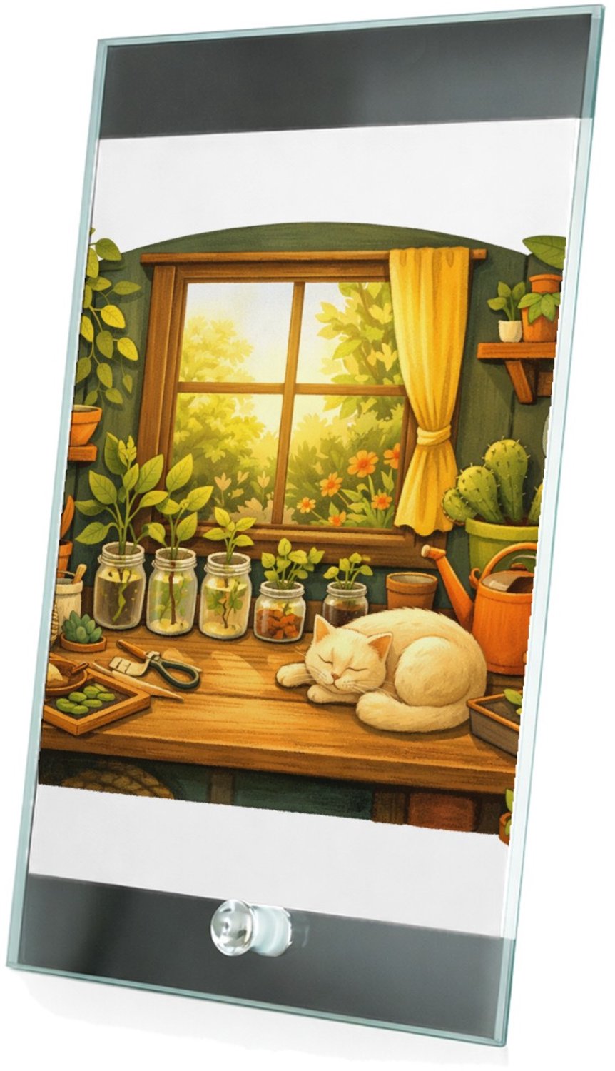Mr Cadeautjes Glasframe 15 x 23 - design Een werkplek voor een creatief plantenliefhebber met bureau| cadeau Wit