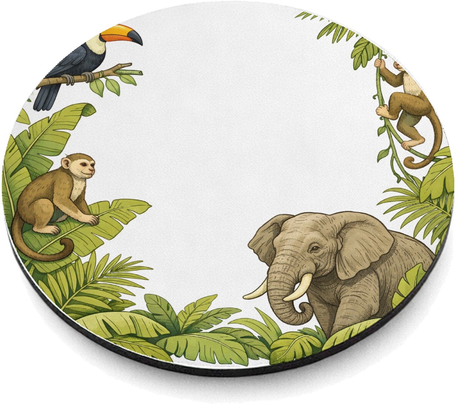 Mr Cadeautjes MDF magnetische fotolijst rond Ø 9,5 - design Savanne-rand met grote rust in het midden | cadeau Wit