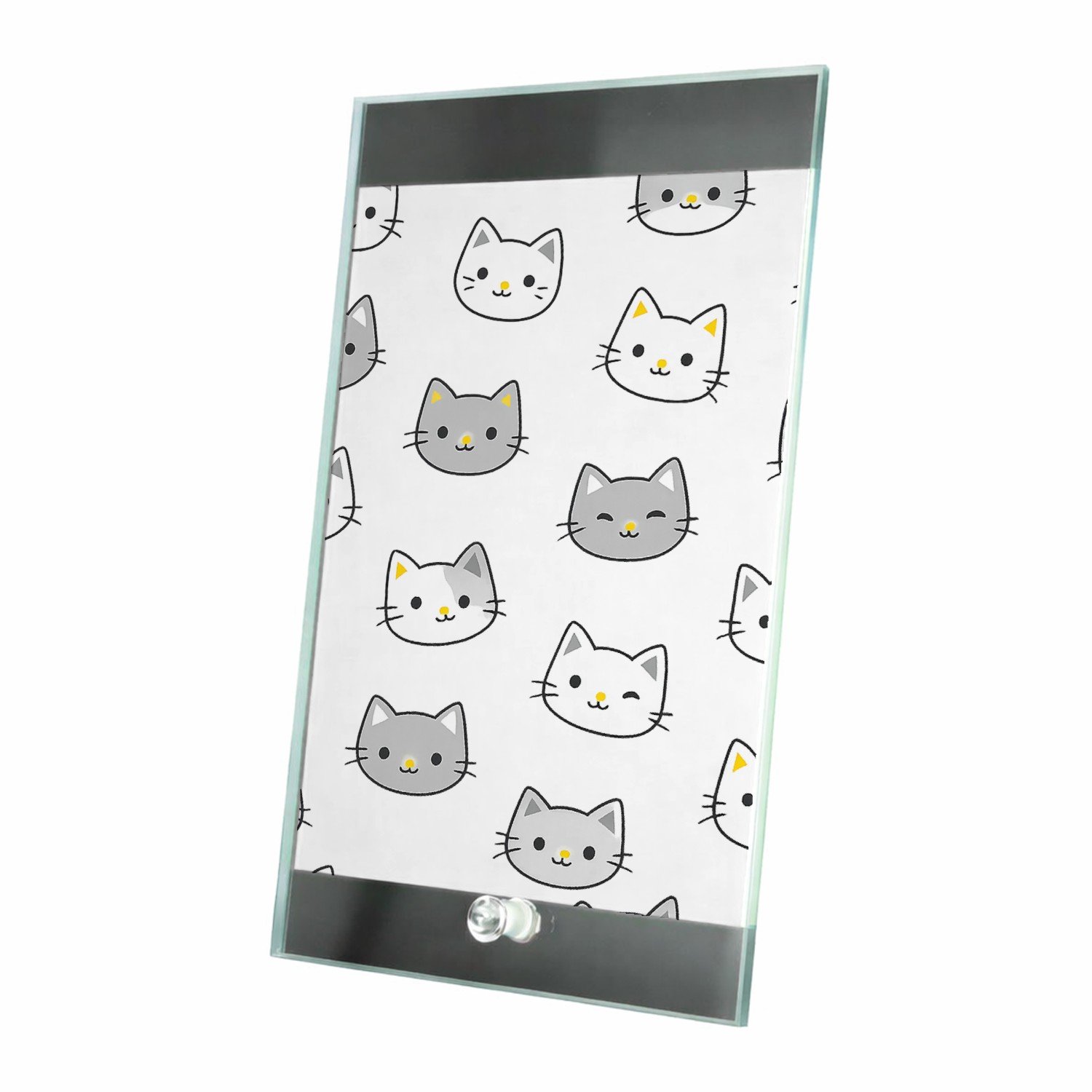 Mr Cadeautjes Glasframe 15 x 23 - design Herhalend patroon van vrolijke hondenkoppen met verschillend | cadeau Wit