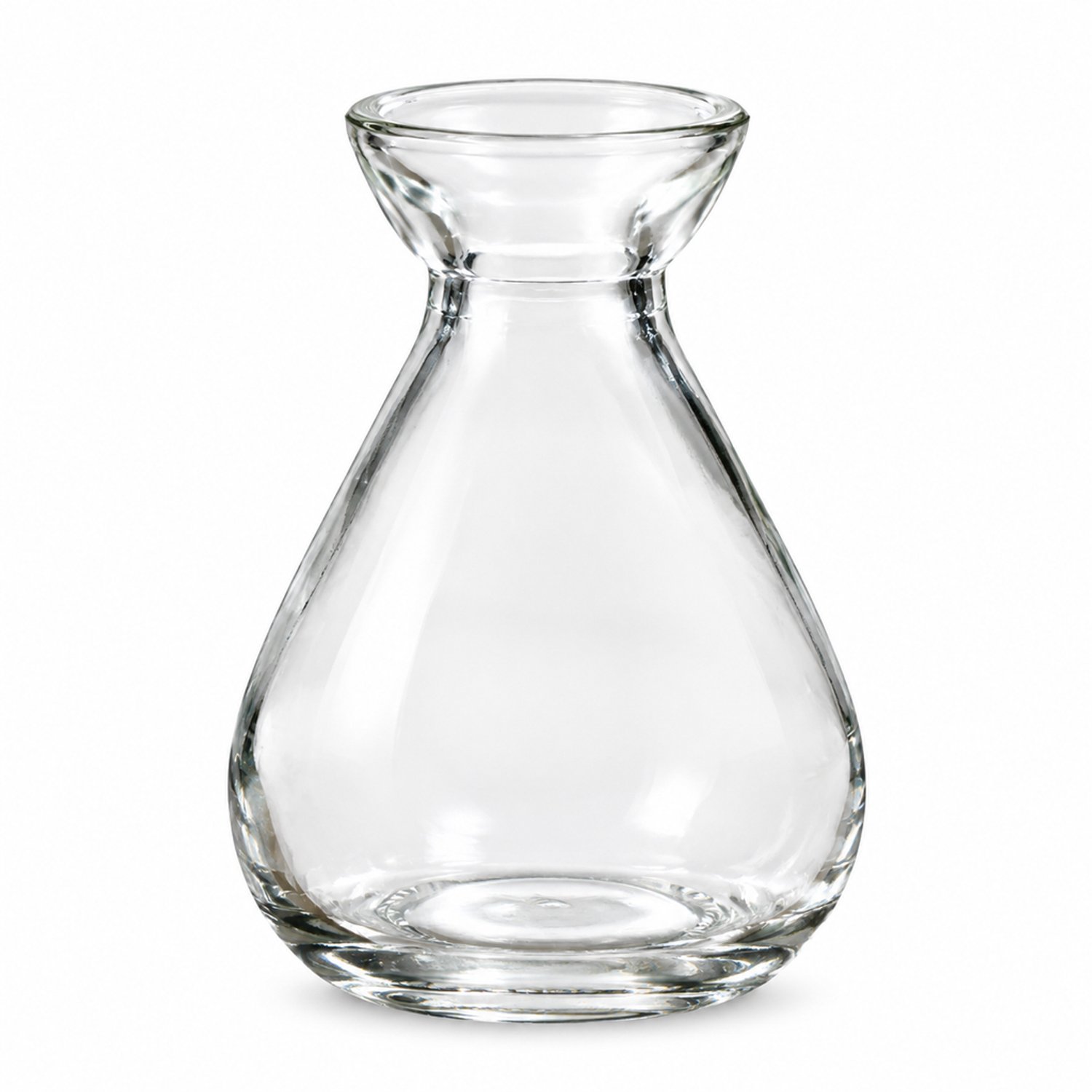 SWGOTA Transparante glazen vaas - 9,7 cm hoog, diameter 7 cm - Uitlopende opening en smalle hals - Voor kunstbloemen - In kartonnen doos