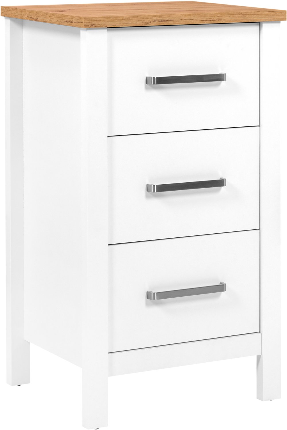 Furnilux Sicilia kleine Commode 3 laden softclose wit met eiken blad
