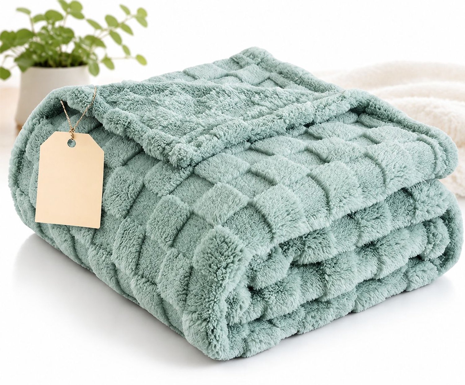 VHV Blanket - Zachte fleecedeken - warm en comfortabel - zachte rustieke deken - Verwarmde Plaid - Double Blanket - Sofa Blanket - 3D Checkered Blanket - Soft Blanket - Plaid voor bank en bed - 150 x 200 cm Groen